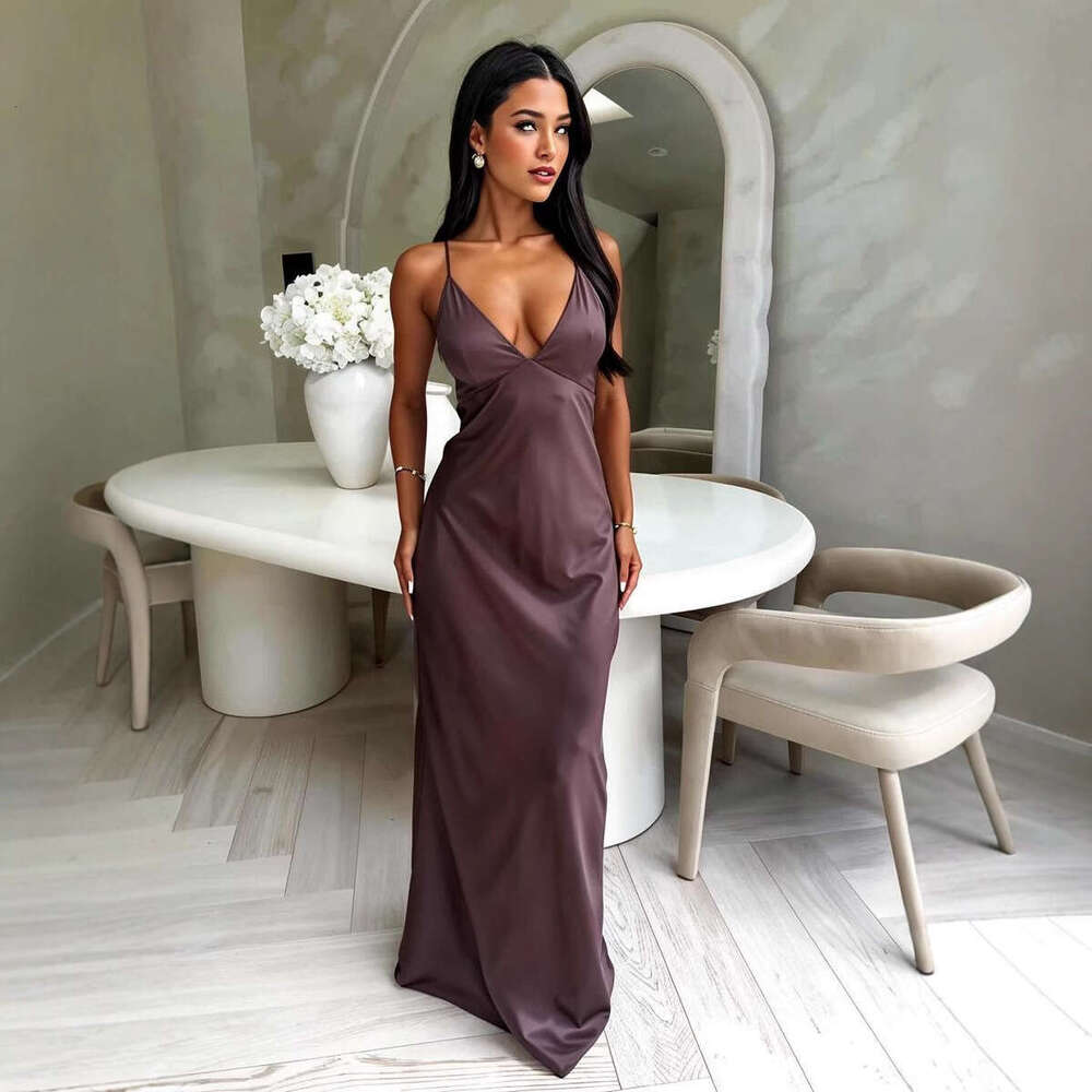 Summer New Women's V-Neck Sleeveless Elegant Waist-Cinching Fashion Dress B5