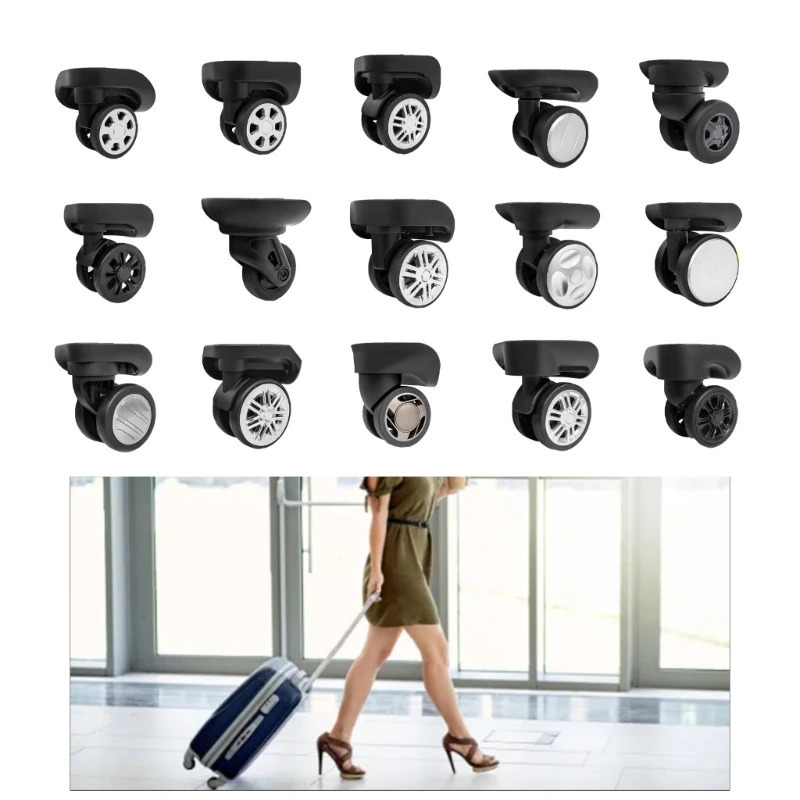 1 Pair Universal Trolley Case Luggage Wheels Luggage Box Swivel Left and Right Wheels DIY Travel Suitcase Replacement Parts 250708