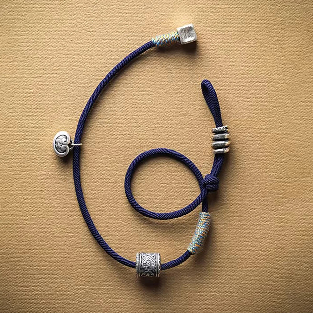 Retro Six-Word Mantra Bracelet Handmade Woven Black Hand Rope Men Women Tibetan Bracelets Peace Lucky Jewelry Gifts Drop 250712