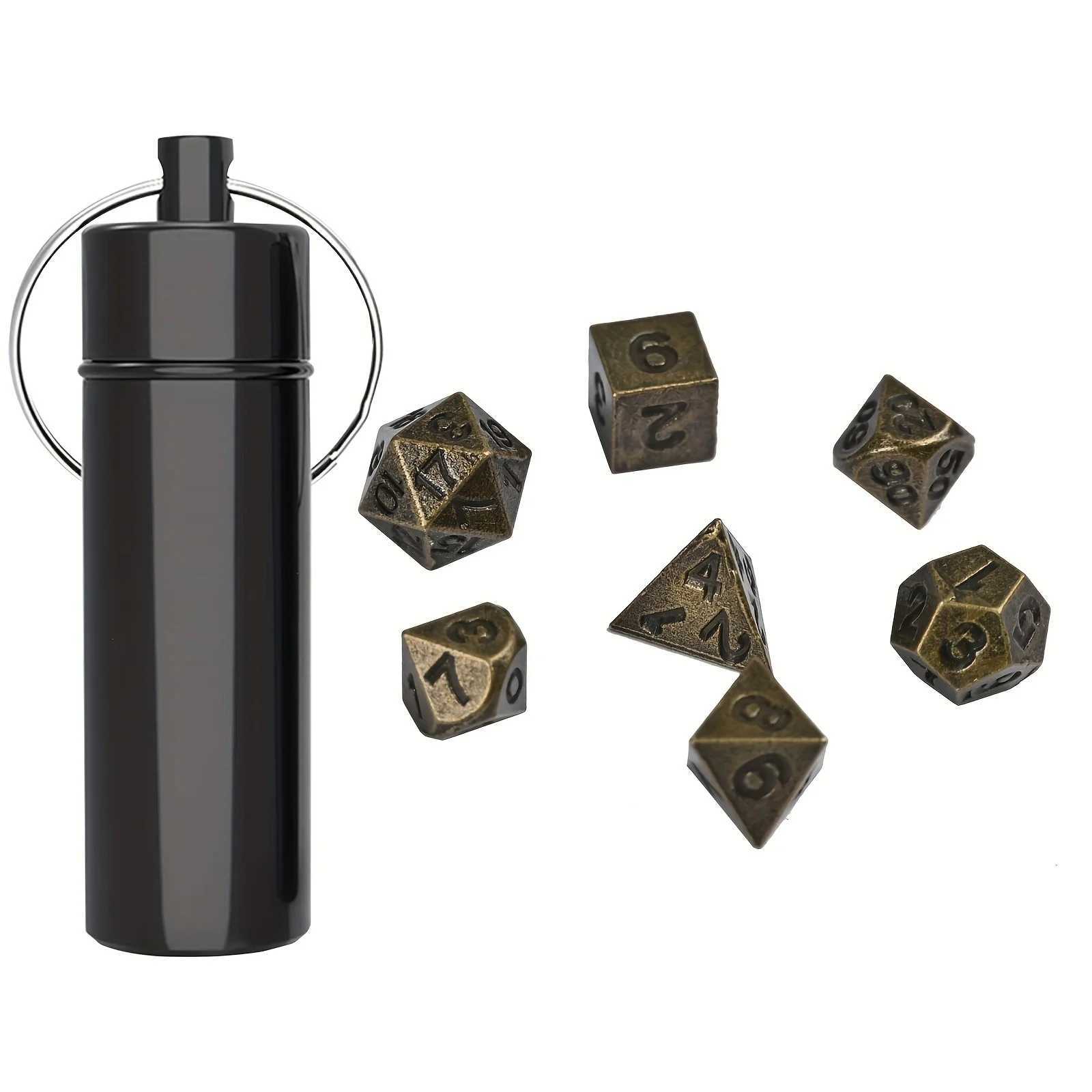 7pcs DND Mini Antique Iron Dice Set Bronze Polyhedral Metal Game Dice Set Tiny Portable Dice for Game Players X250715