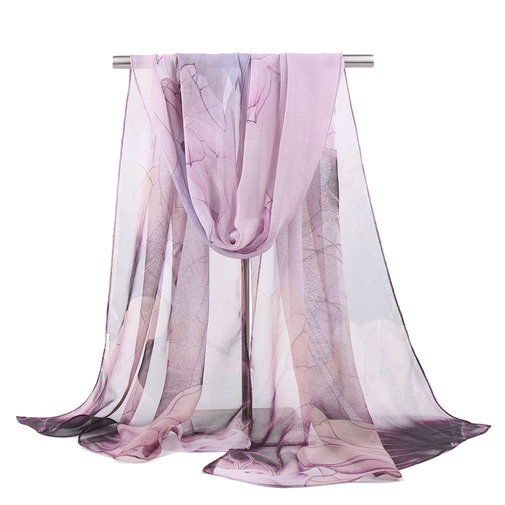 K1356 Lotus Georgette medium-length silk scarf wholesale printed scarf summer sun protection shawl mother gift model dance versatile