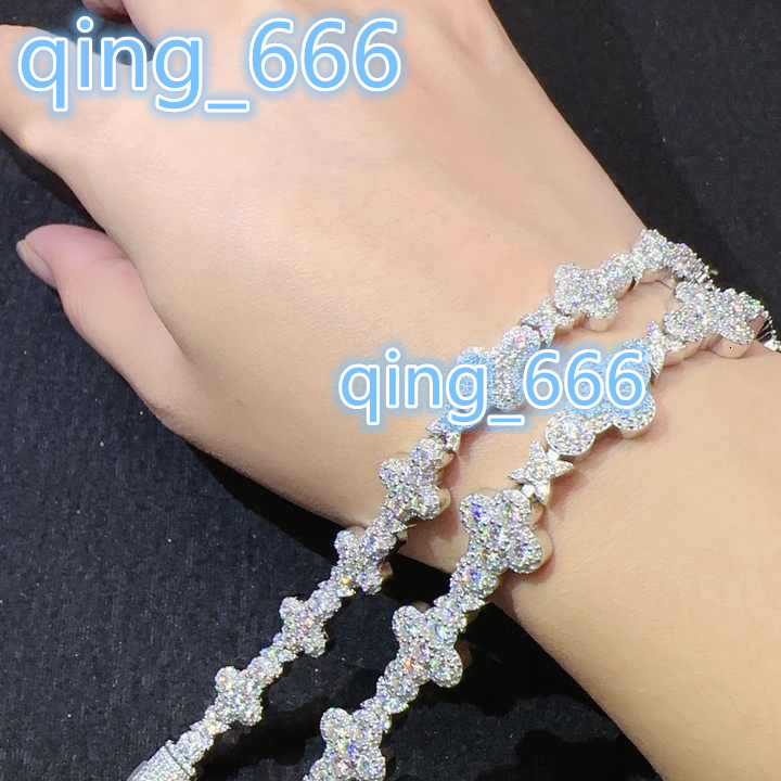 Moissanite Cuban Link Bracelet 925 Silver Iced Out VVS Lab Diamond Tennis Chain Jewelry Gift for Men Women Custom Design