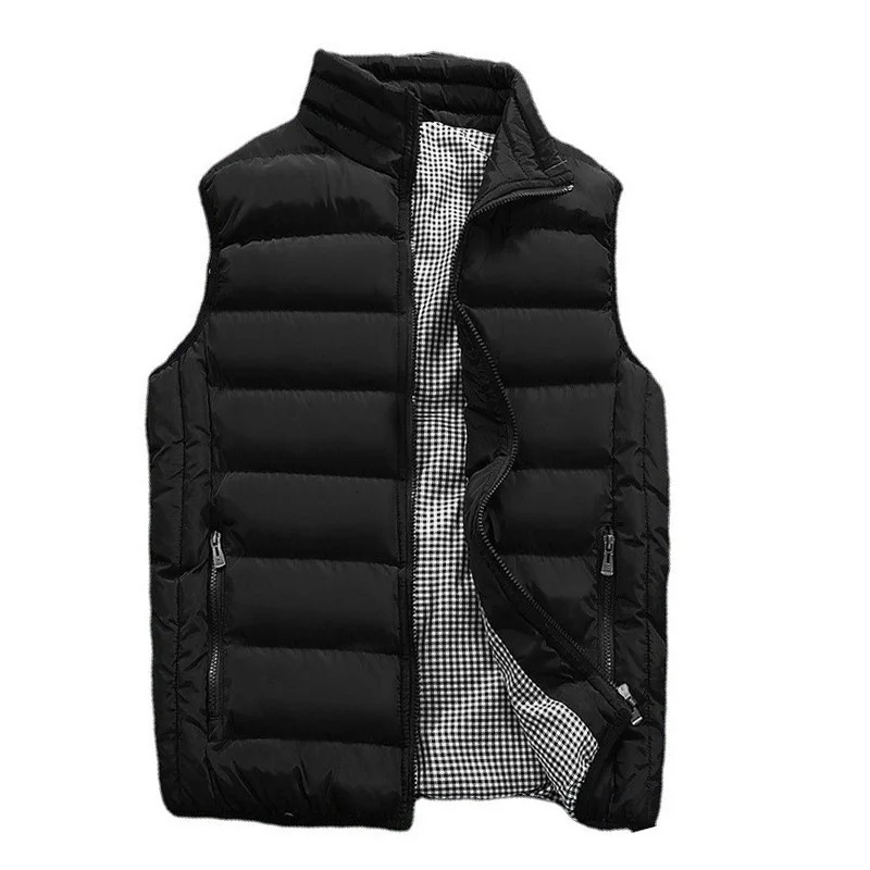 Men Vest Windproof Jacket Sleeveless Winter Casual Coat down Cotton Warm Thicken Waistcoat thick gilet 250707