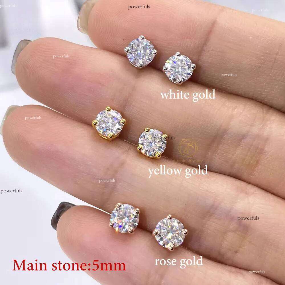 Wholesale VVS Dia Earring Factory Price Sterg Sier Round Cut 5mm 6.5mm 8mm Moissanite Stud Earrings Men Women