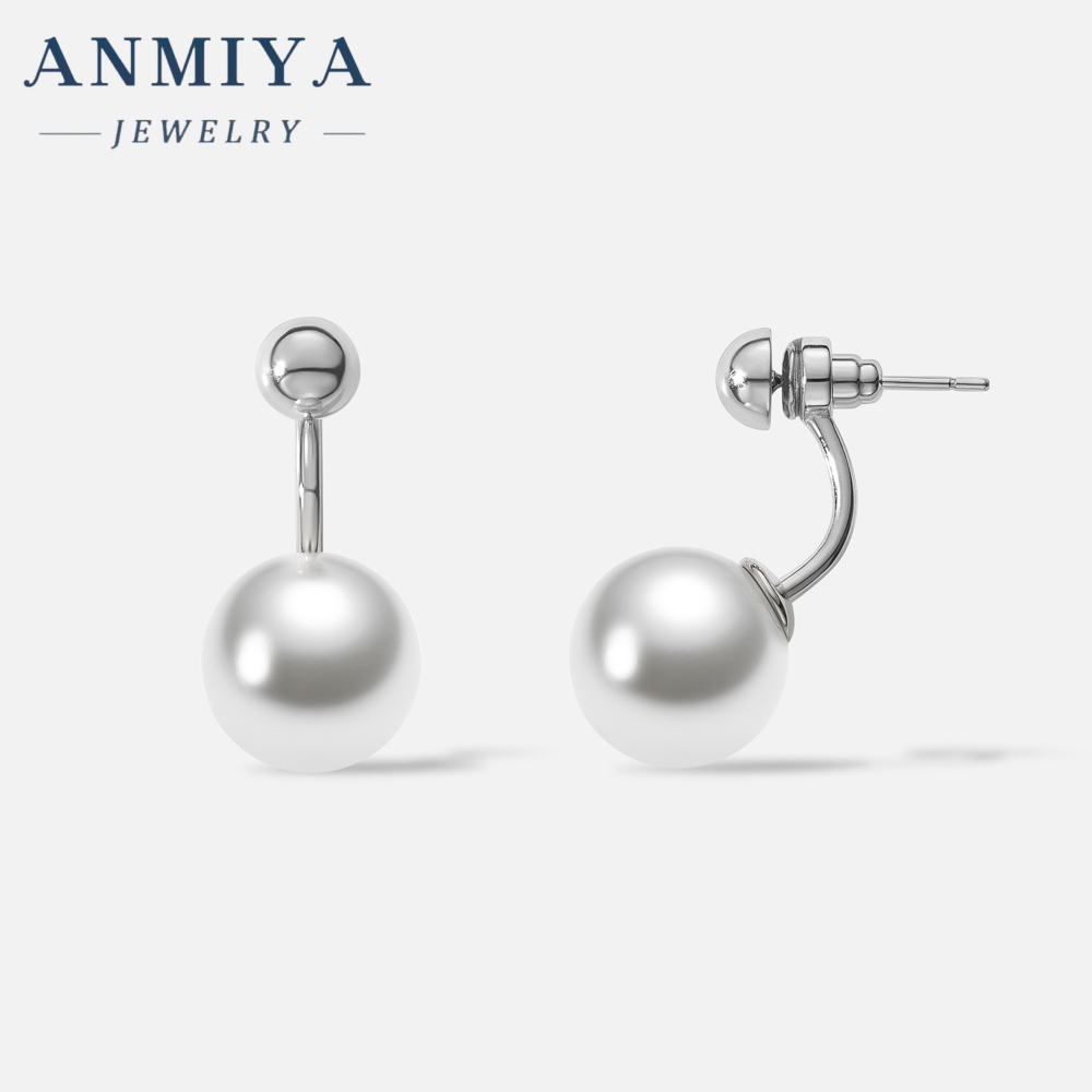 Korean Sterling Silver Pearl Crystal Earrings Gold Silver Color 925 Silver Stud Earrings for Women Jewelry