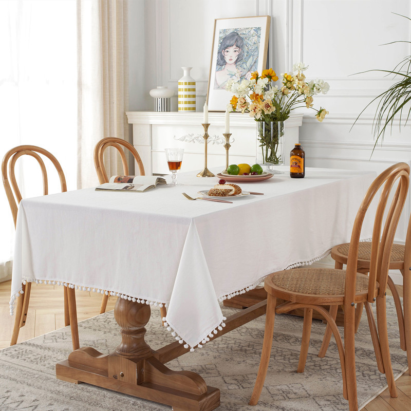 Vintage Cotton Linen Tablecloth Floral Pattern Table Cloth with Tassel Washable Table Cover for Dinning,Picnic,Tabletop Decor