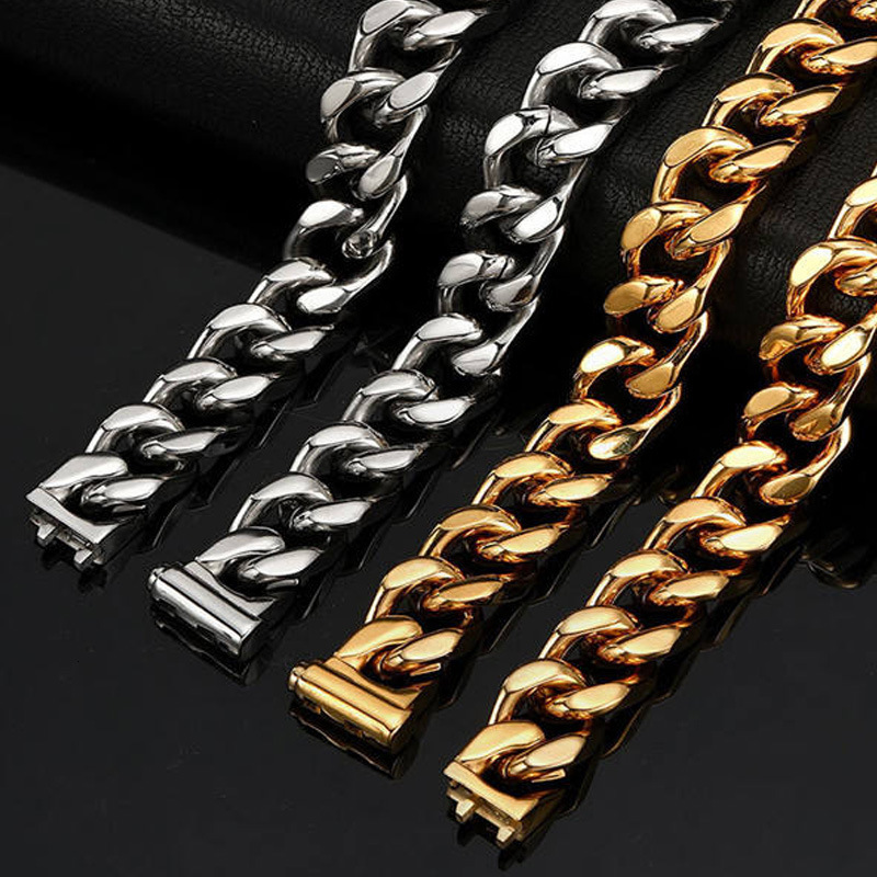 Luxury Jewelry Designer Jewelry Hot Selling European And American Style Thick Four-sided Polished Stainless Steel Chain Men's Bold Titanium Steel