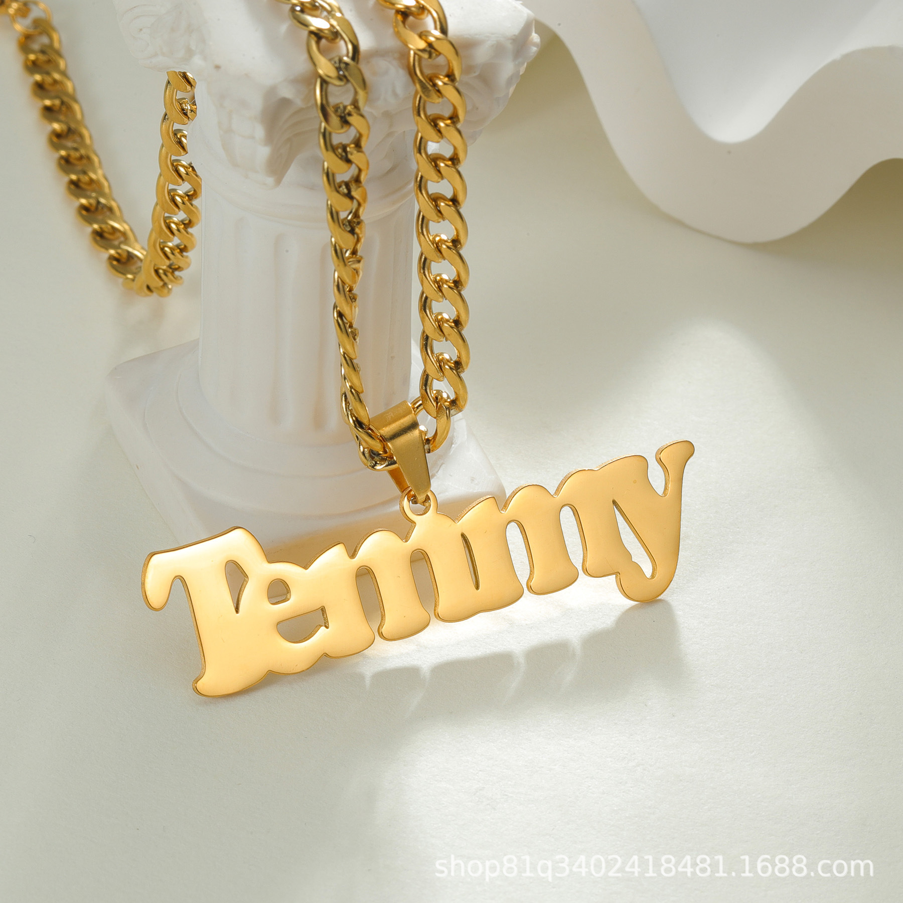 Luxury Jewelry Designer Jewelry Custom Name Logo Numbers Letters Match 18k5mm Chain European And American Cross-border Pendant 3 Days Shipping