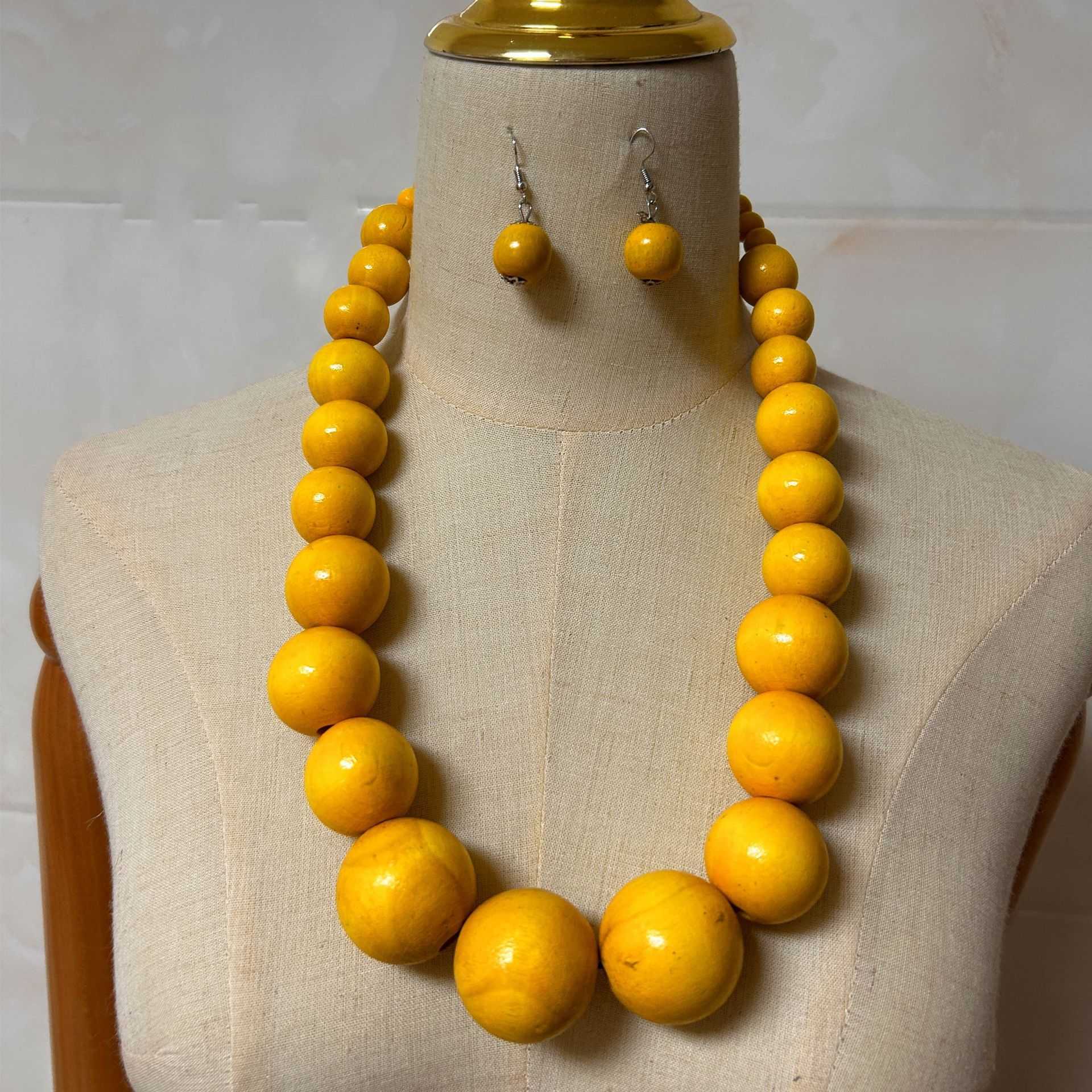 Ethnic Style Wooden Bead Necklace Colorful Sweater Chain Set Necklace Jewelry Necklace 250715 - view 5