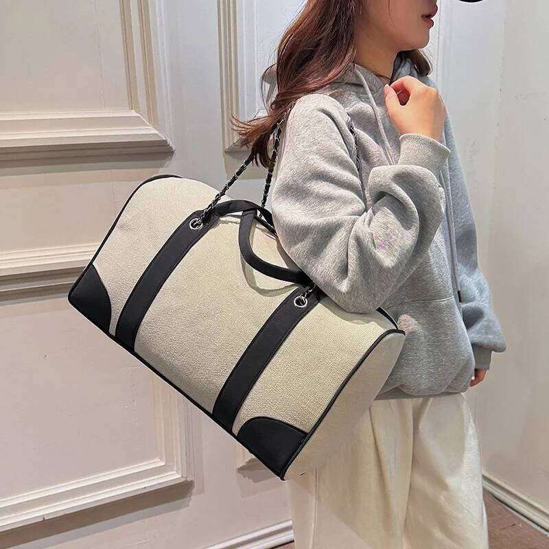 2025 New Commuter Travel Women's Large Capacity Canvas Handbags Simple Fashion Shoulder Chain Tote Bag