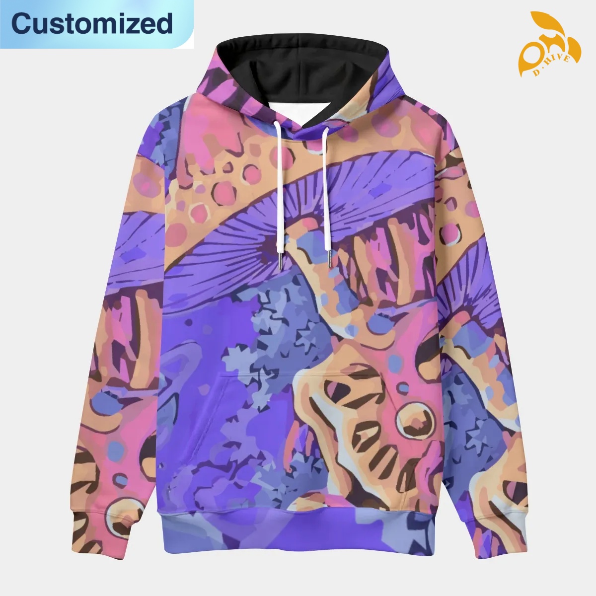 free shipping designer of customized Wear-resistant fashionable All-Over Print Men's thickened pullover hoodie with exquisite patterns from US