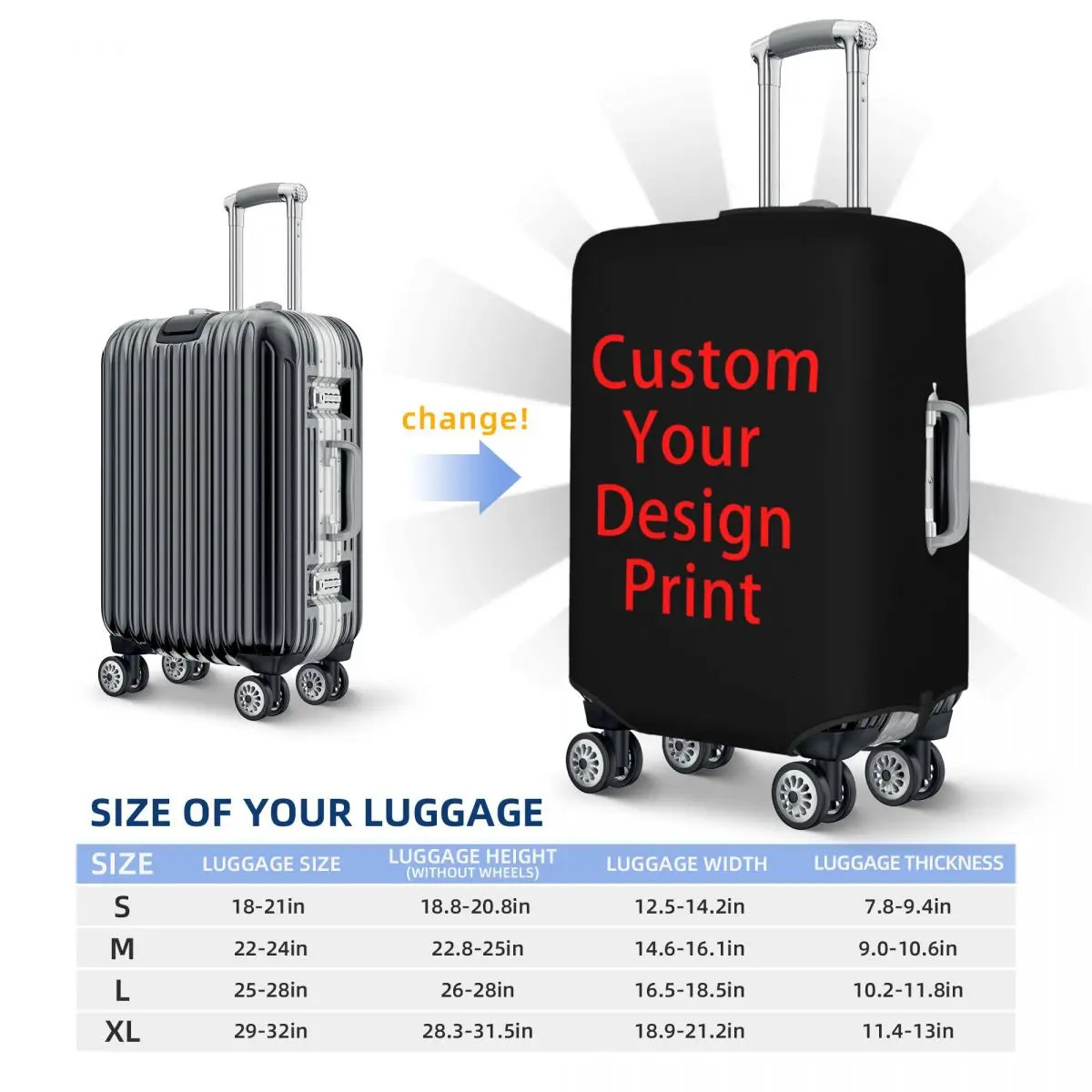 Custom Your Travel Luggage Cover Elastic Customized Printed Suitcase Cover Protector Fit 18-32 Inch 250708