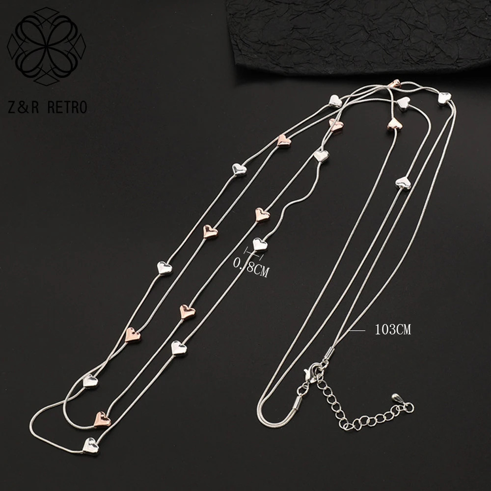 Vintage Long Collares Chains Necklace with Cute Sweet Heart in Gothic Pendants Jewelry for Women Suspension Valentines Day 250711