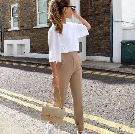 TRAFZA Discount Women's Fashion New High-Waisted Casual Long Pants B5