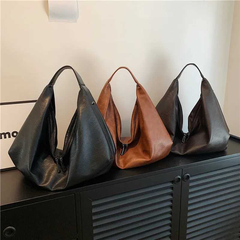 MOODS Vintage Shoulder For Women Soft PU Leather Pure Color Large Capacity Shopping Totes 2024 Handbags