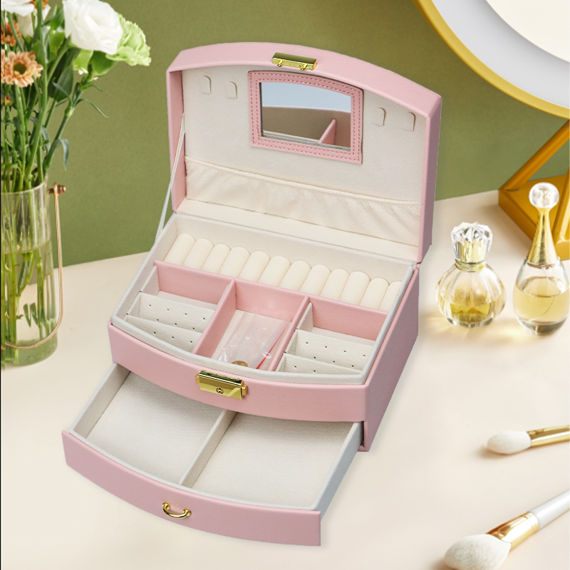 jewelry box Semi-circular double-layer small jewelry storage box