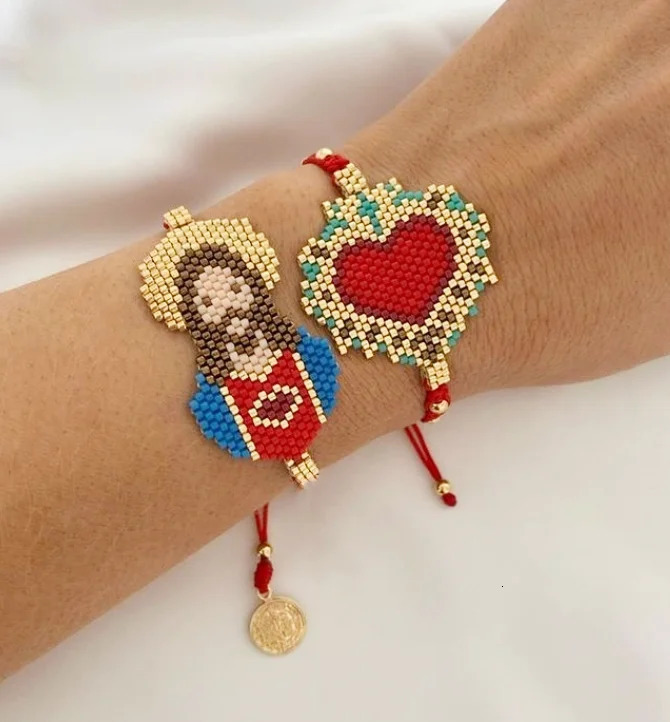 Handmade Religious Sacred Heart jesus virgin Charm Bracelet adjustable bracelet jewelry for women GIRL 250712