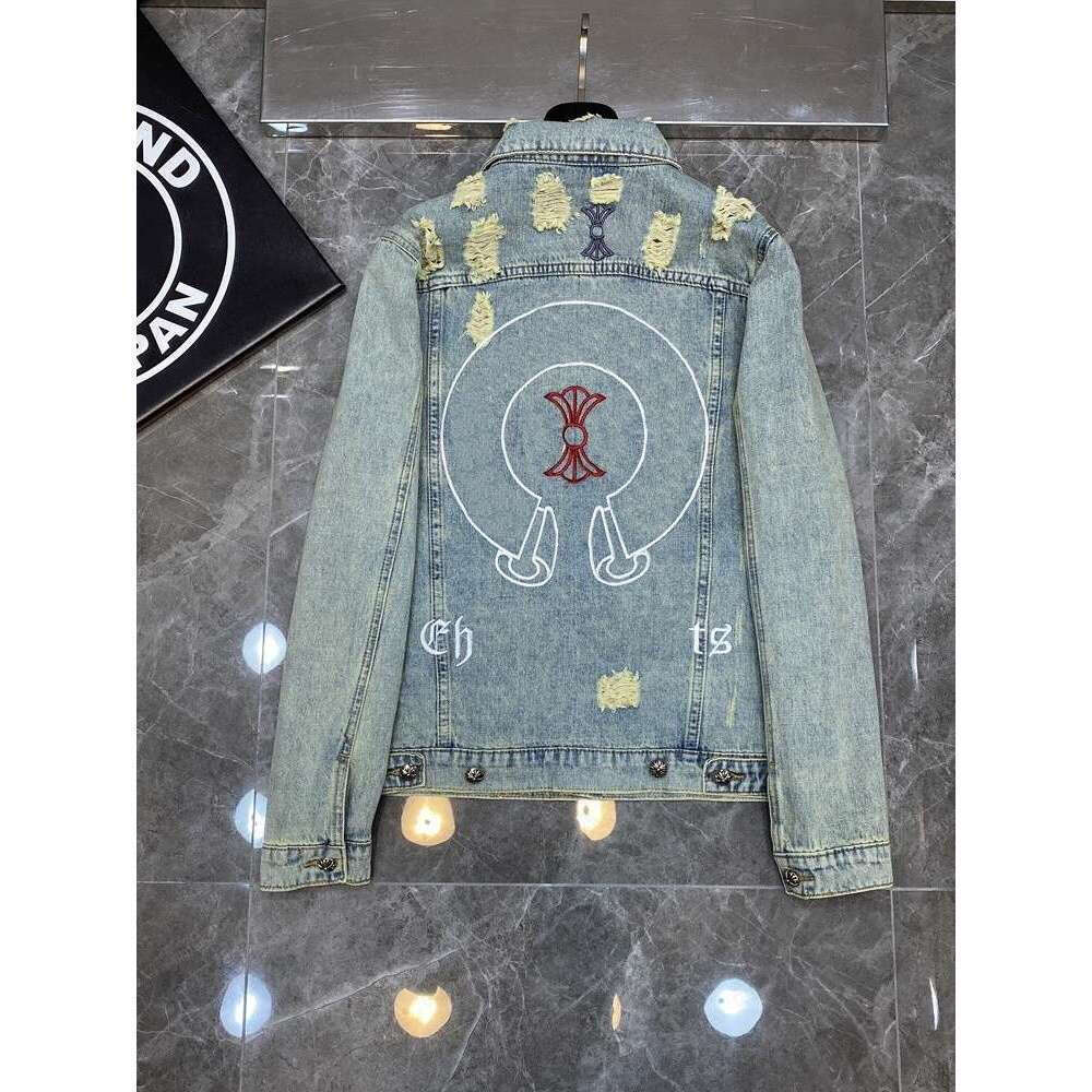 Chrome Jeans Jackets Designer Heartjacket Horse Y2k Hip Hop Spring Lapel Fashionable And Casual Breathable Long Sleeved Zipper Sanskrit Cross Winter Jackets 9E0