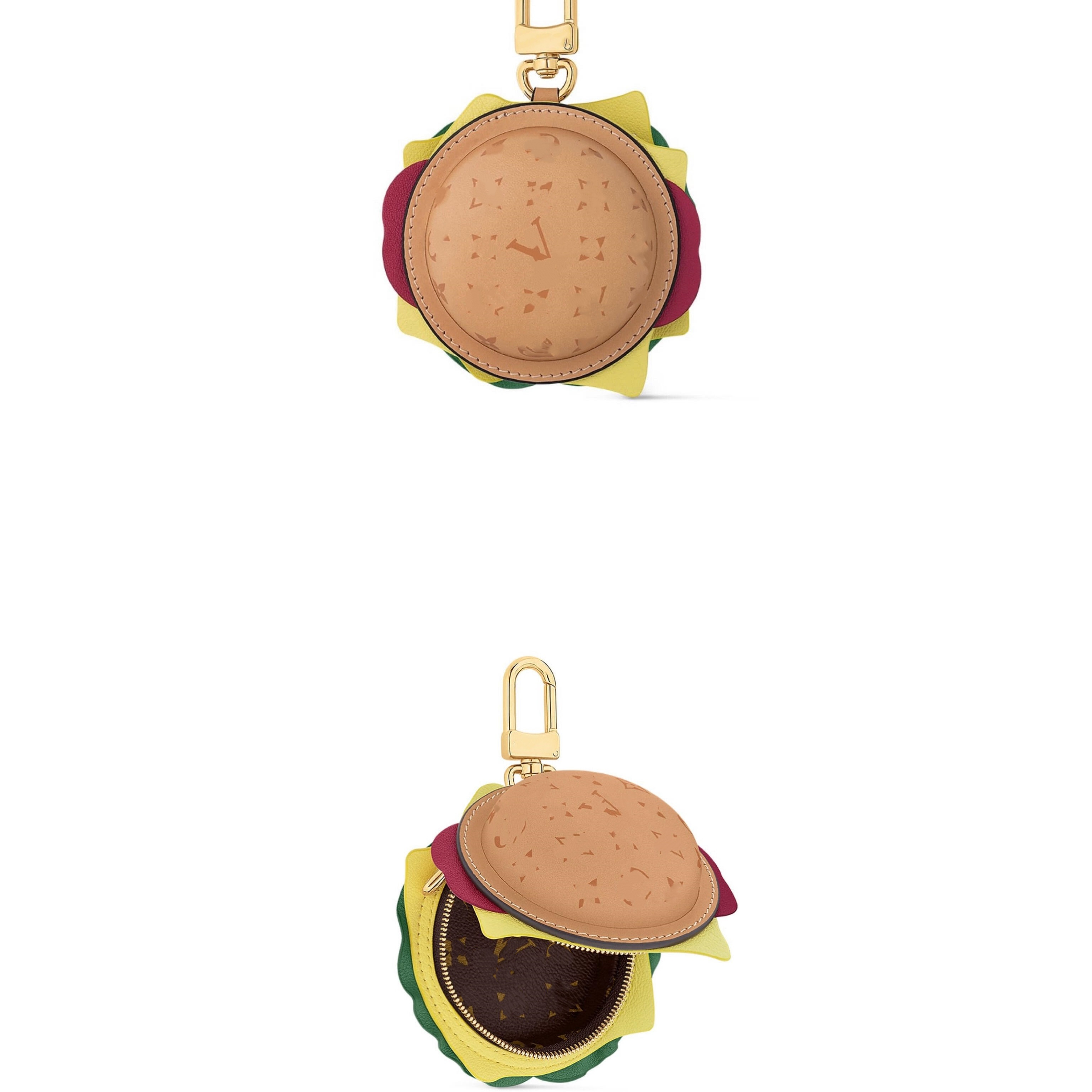 Bag Charm genuine leather mini hamburger bag Monogram Keychain Wallet headset Keyring Designer cute hamburge Coin Purse Pendant Keychains bag charm