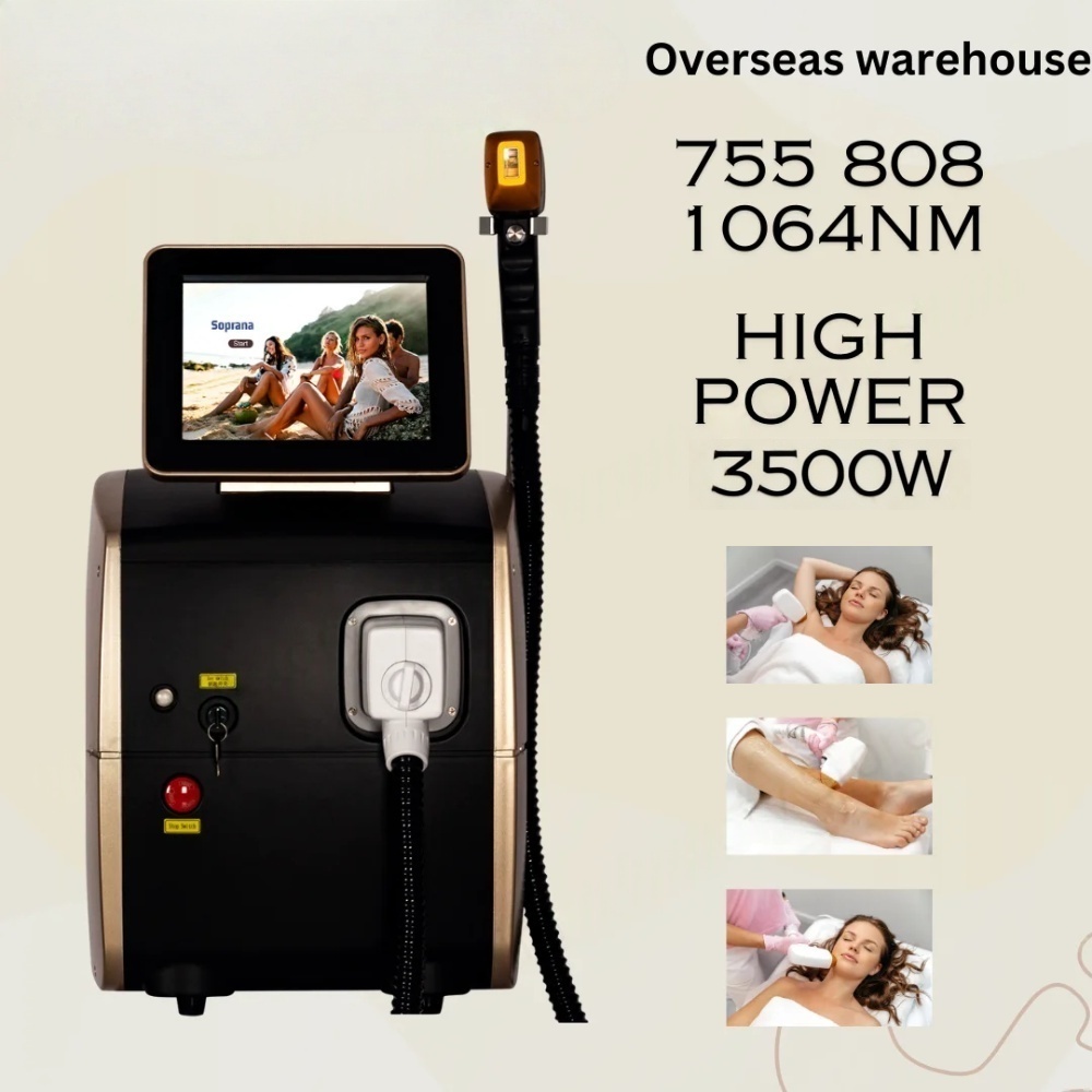 Portable 755nm 808nm 1064nm Alexandrite Device 3 wavelength Permanent Professional Diode Ice Titanium Laser Body Hair Removal Machine