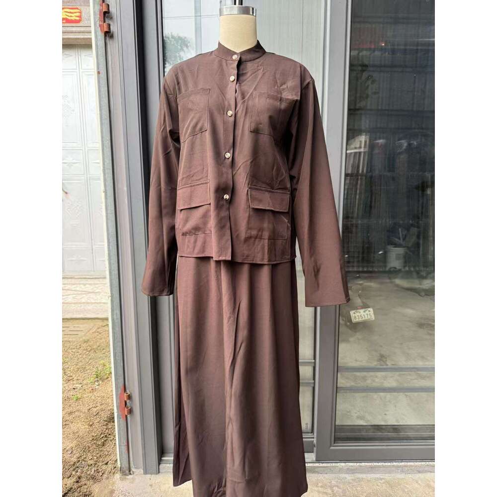 Spring New Women's Button Pocket Solid Color Half Skirt Elegant Fashion Set For Women B5