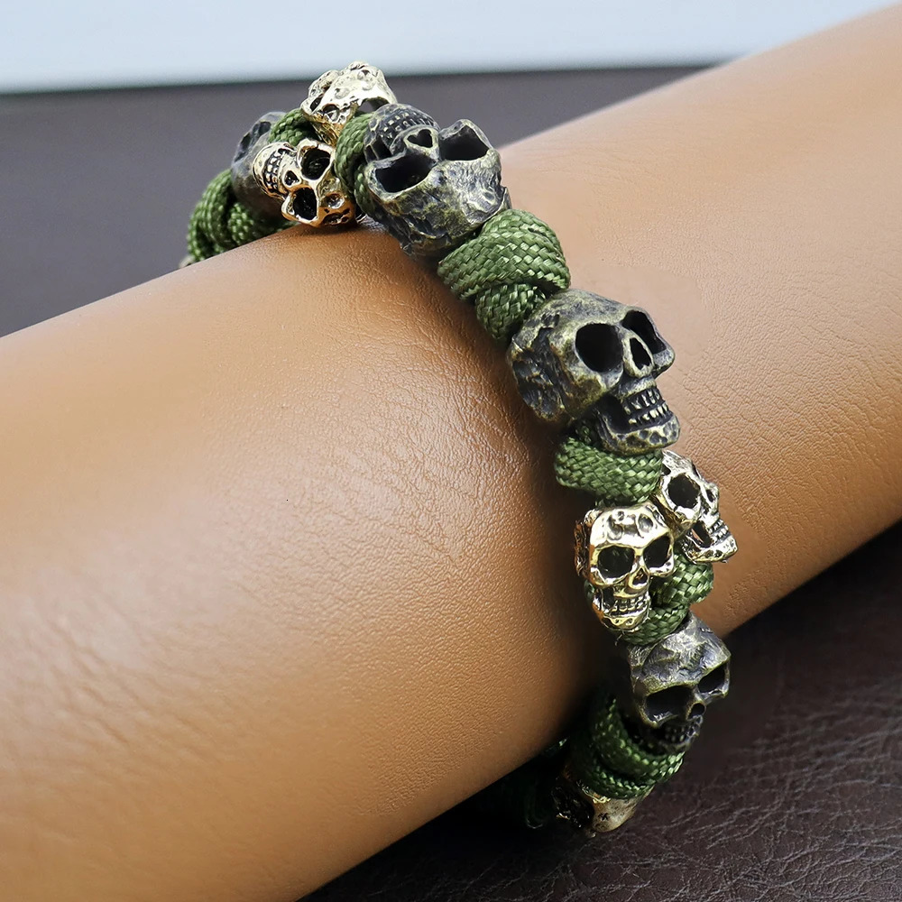 Retro Mens Skull Handmade Bracelet Gothic Skeleton Adjustable Woven Bangle Punk Motorcycle Amulet Jewelry Accessories Wholesale 250712