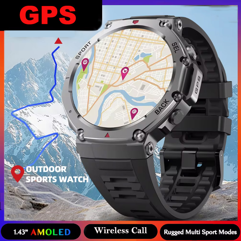 2025 DM58 Positioning System Outdoor Sports Smart Watch Amoled BT Call 50m Waterproof Heart Rate Tracker Compass-Sports Reloj Smartwatch