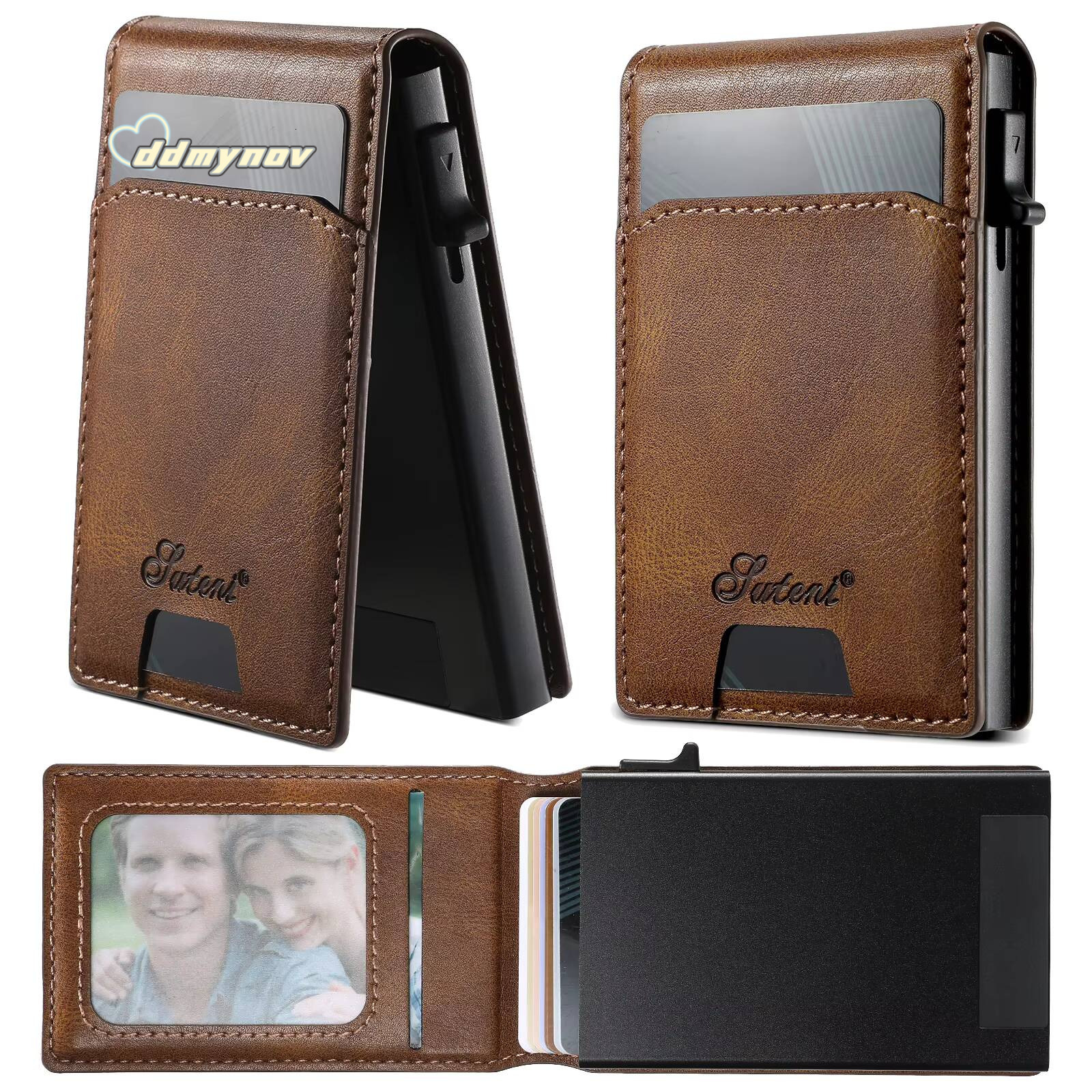 SUTENI For Men Magnetic Wallet Leather Holder Bracket Pressing Button Automatically Ejects the Card ddmynov