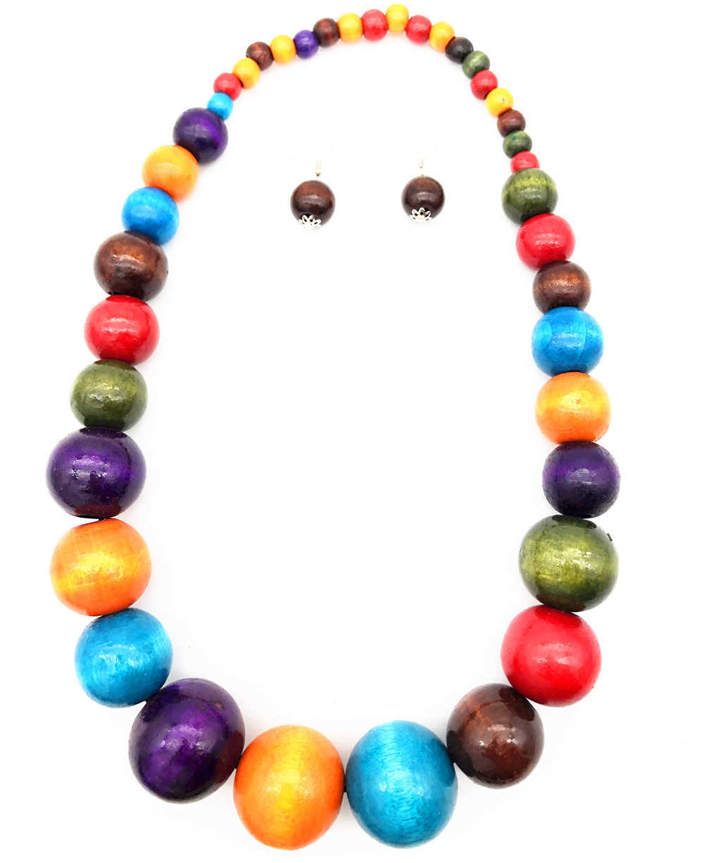 Ethnic Style Wooden Bead Necklace Colorful Sweater Chain Set Necklace Jewelry Necklace 250715 - view 6