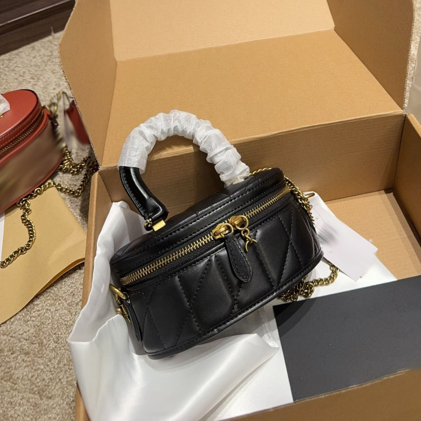 17cm mini small box bag fashion classic women's makeup bag designer mini cross body bag handbag shoulder bag high quality cowhide handbag 240615