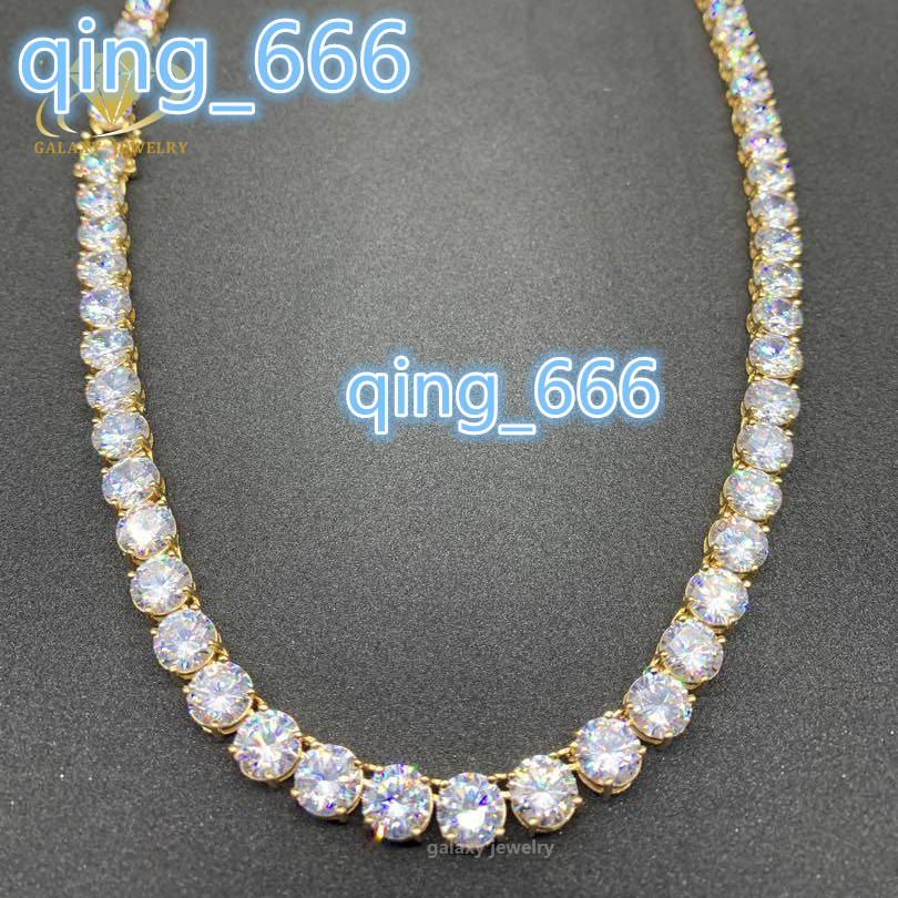 Designer 8mm Vvs Lab Moissanite 925 Silver Diamond Big Iced Out 10k 14k Gold Plated Tennis Chain Set Bracelet Necklace Mens