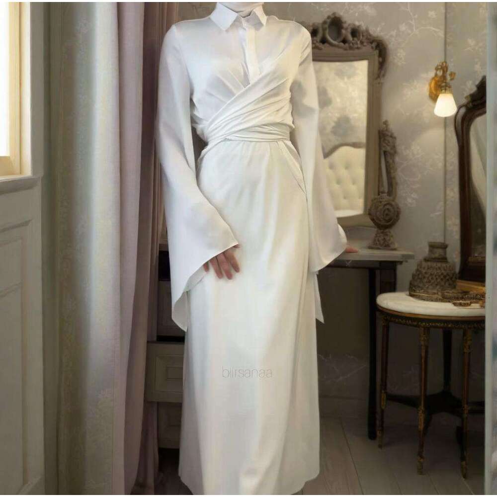 Women's Clothing Spring New POLO Collar Satin Shirt Elegant Half Skirt Set B5