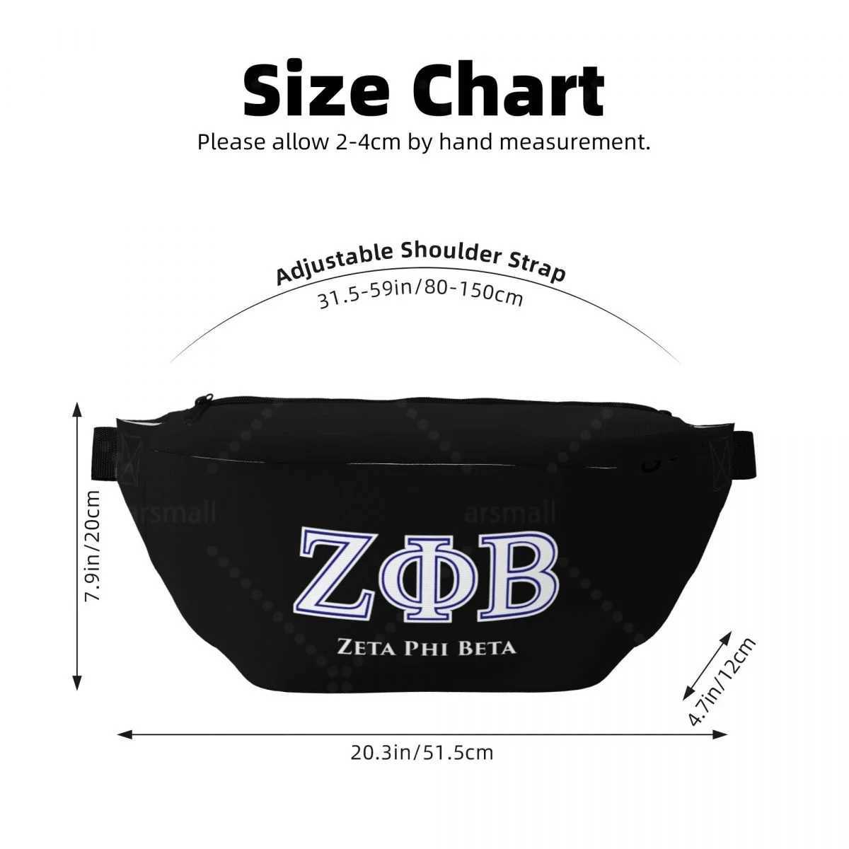 Zeta Phi Beta Travel Waist Pack Personalized Unisex Crossbody Bag Sling Bag with Adjustable Strap for Sports Outdoor