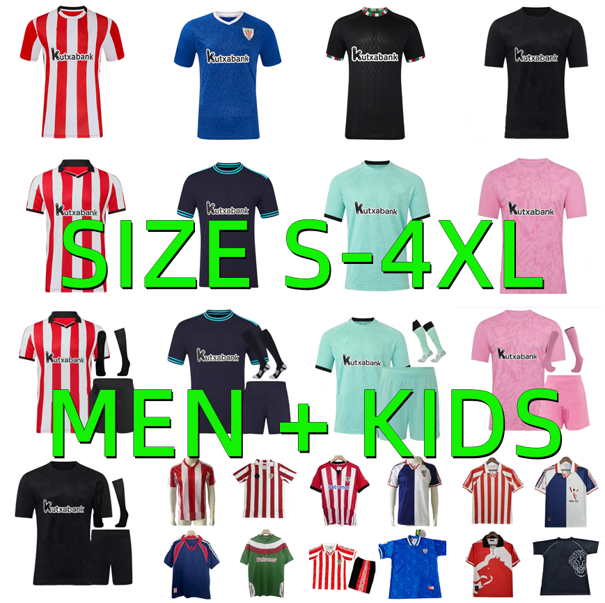 95 96 97 98 99 00 11 12 Retro Bilbao GURUZETA Soccer Jerseys 24 25 26 Centenary Athletic WILLIAMS JR O.SANCET YURI A. DJALO 2025 2026 Football shirt camiseta Men Kids kits
