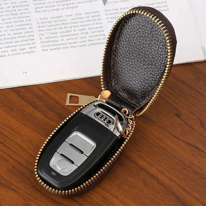 1PCS Leather Zipper Key Wallet Keychain Multifunctional Mini Purse Key Holder Case 250714