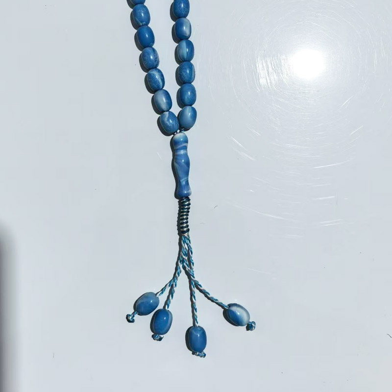 Elegant Beaded Rosary Bracelet with Imitation Tassel Design - Oval Beads for Prayer