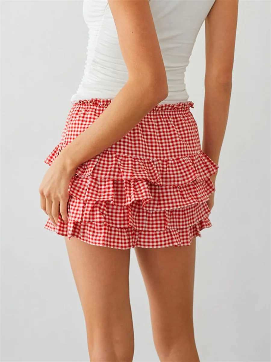Women s Plaid Skorts Chic High Waist Double Layered Shorts for Stylish Club Party Outfits and Summer Streetwear R250715