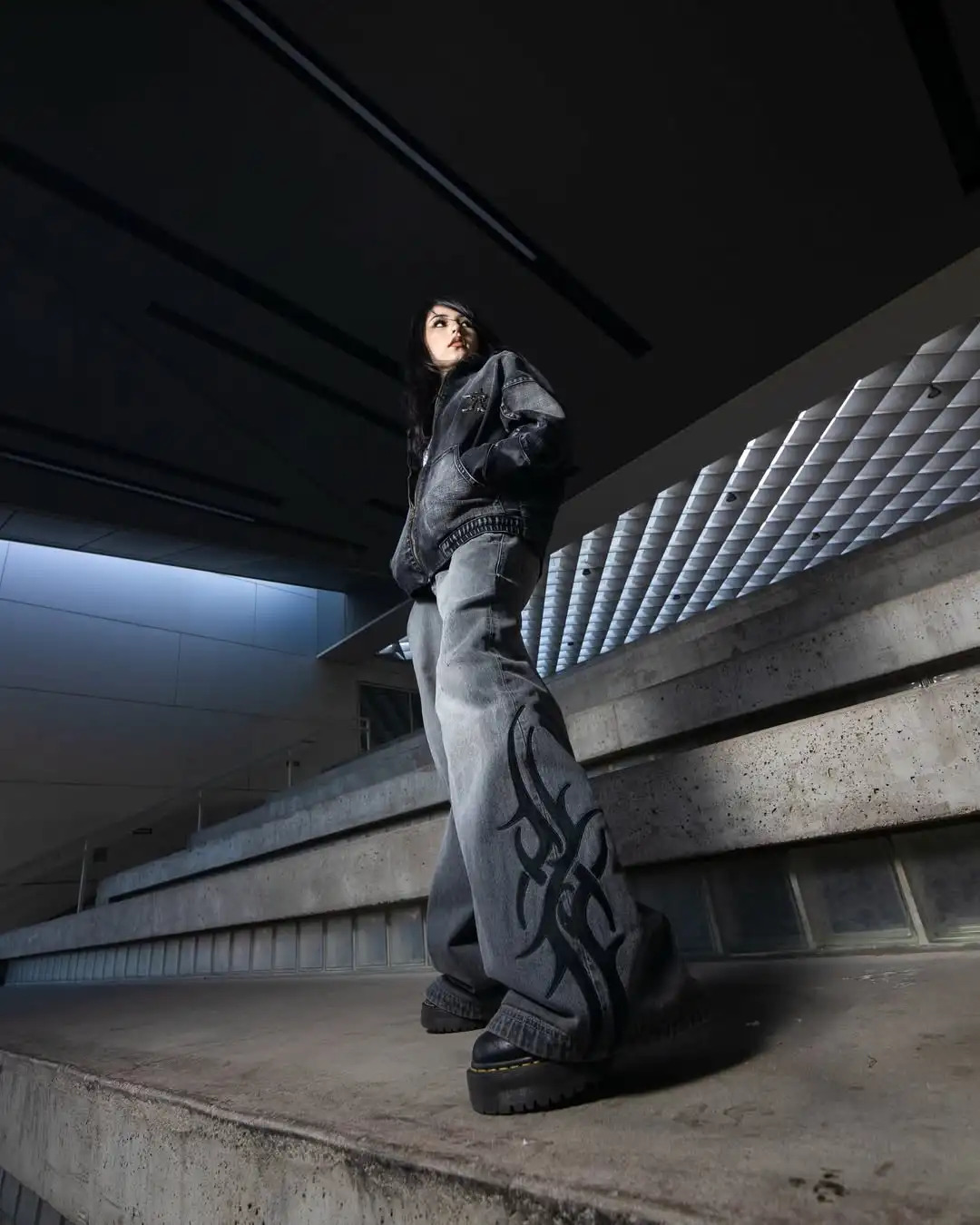 Flame Pattern Splicing Creative Three-dimensional Washing Retro Wide-leg Straight Jeans Mens Street Hip-hop Floor Pants 250714