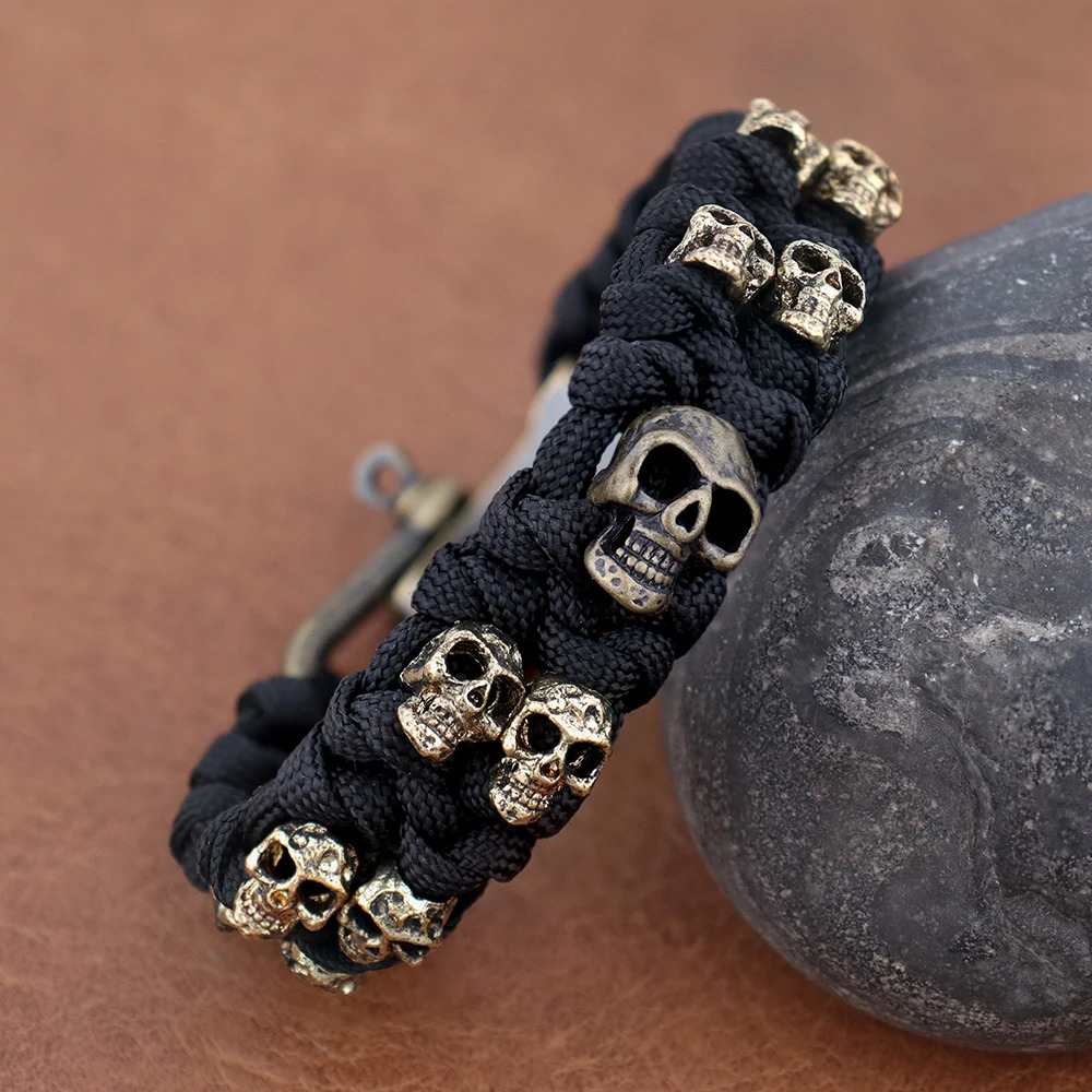 Vintage Skull Style Bracelet Jewelry Gift Outdoor Camping Paracord Survival Braided Rope Bangles Adjustable Clasp Pulsera Hombre 250712