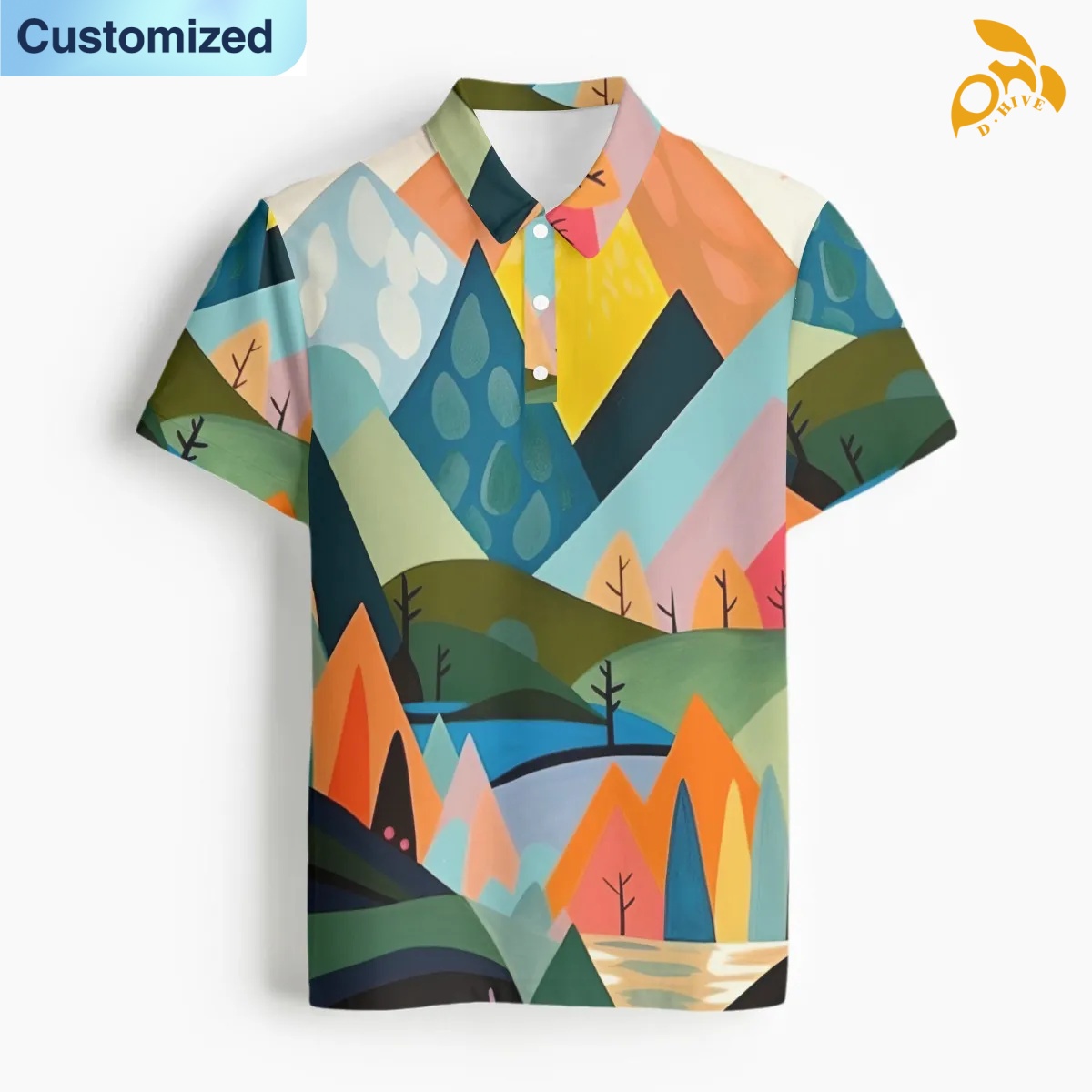 free shipping designer of customized breathable full-body printed men's Polo collar sweatshirt with exquisite patterns from US