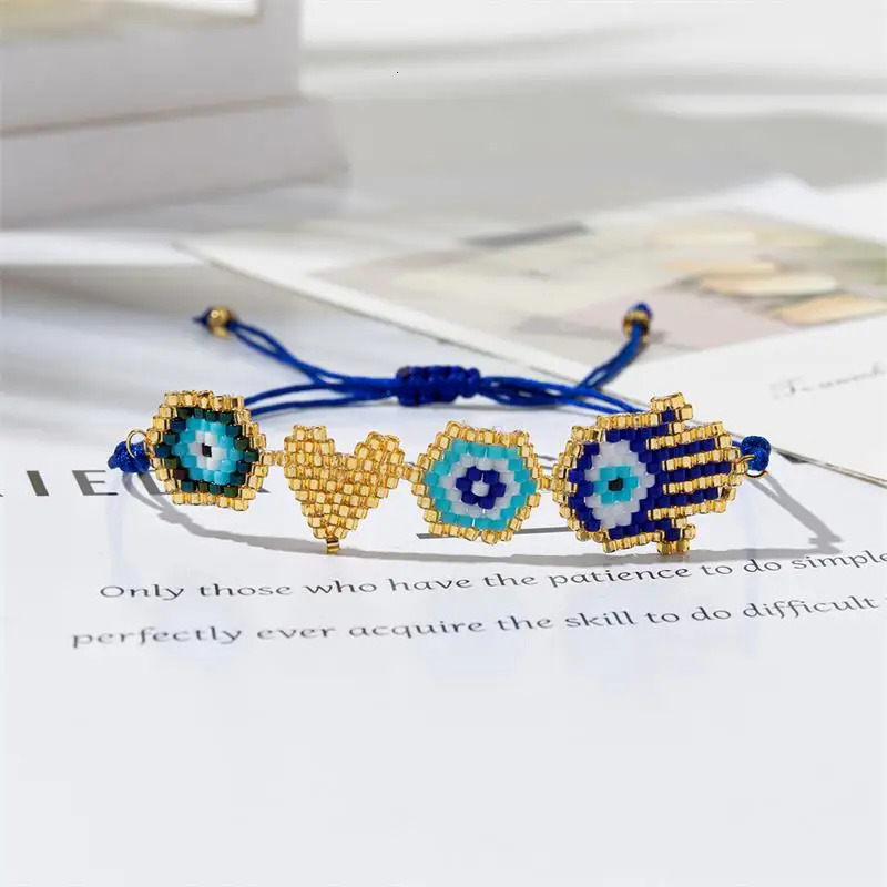 BLUESTAR Evil Eyes Bracelets Handmade Braided Rope Adjustable Bracelet Woman Colorful Heart Charm Friendship Jewelry 250712