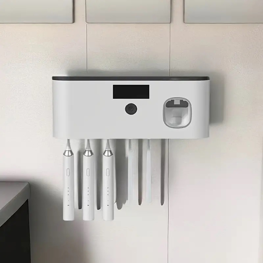Smart Sterilizer Dwe74 Wall Mounted Holder Toothpaste Dispenser, Toothbrush Organizer With 5 Brush Slots Ra-909