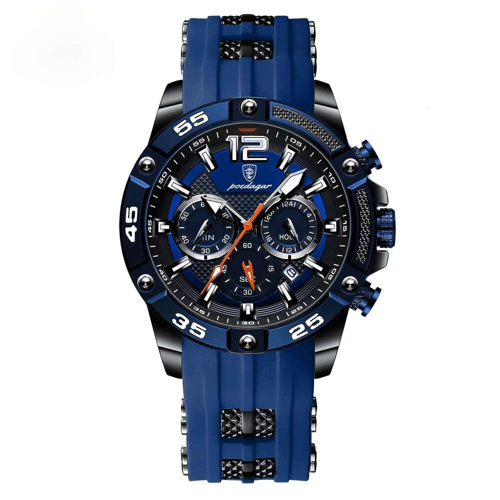 DHgargets Men's Sports Silicone Watch - 50M Waterproof Chronograph Quartz Wristwatch with Date & Tachymeter (Model 912)