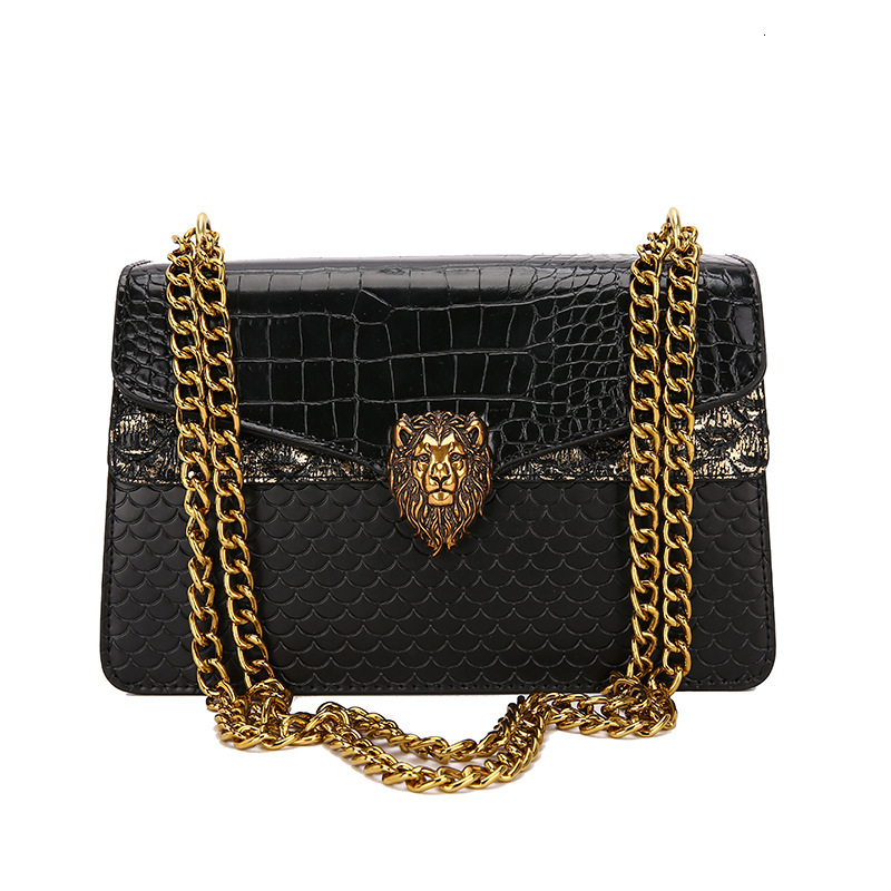 Luxury Brand Designer Bag Single Shoulder Bag Foreign Trade Chain Crocodile Pattern Retro Underarm Bag Casual Versatile Small Square Bag Fashion Commu
