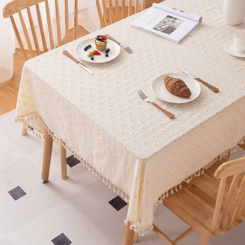 Floral Linen Cotton Tablecloth With Tassel retro nappe de table Table Cover round Dining Table Cover Tea Table Cloth Tafelkleed