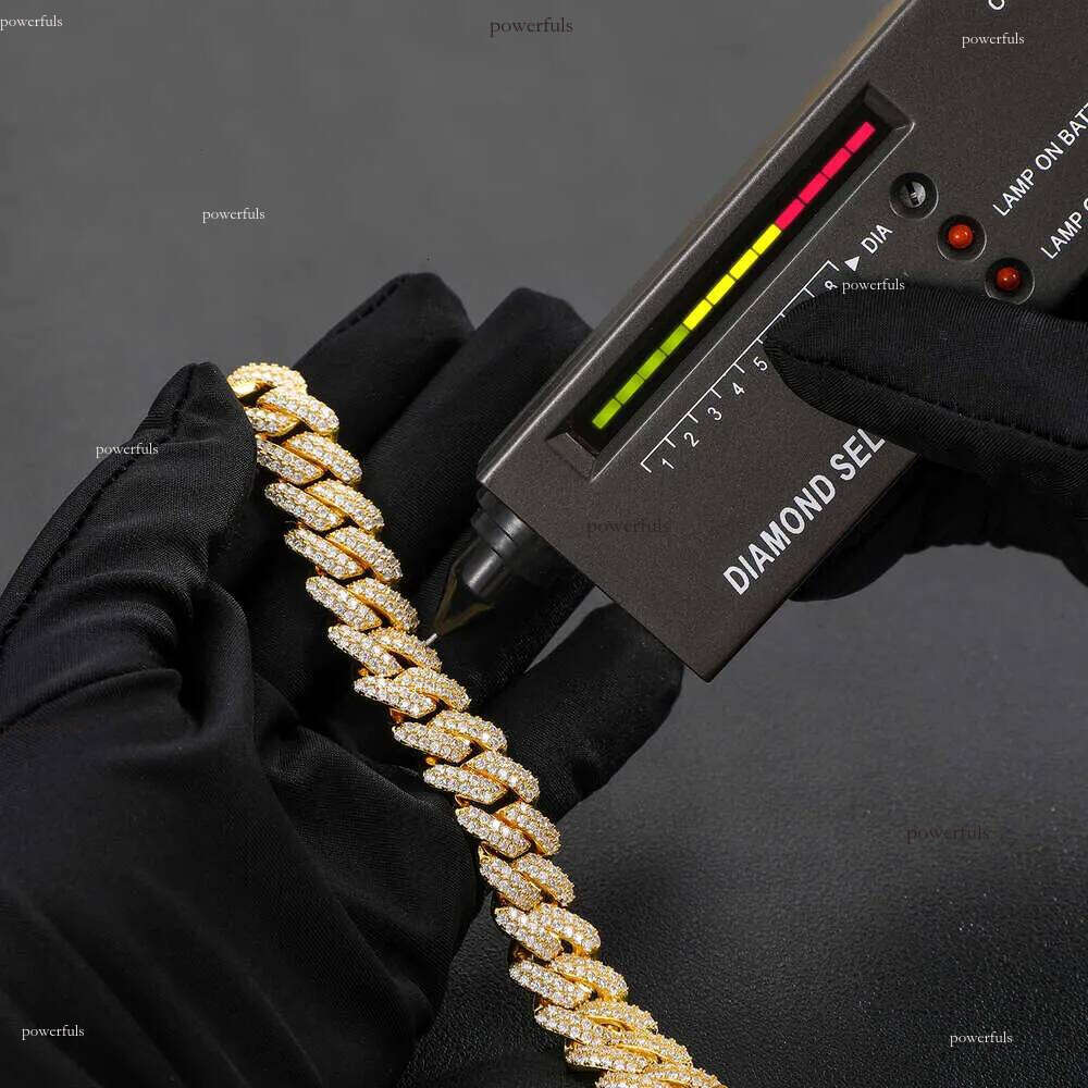 Hip Hop Jewelry 14mm Solid 14k Real Yellow Gold Vvs Moissanite Dia Iced Out Cuban Link Chain Necklace for Men