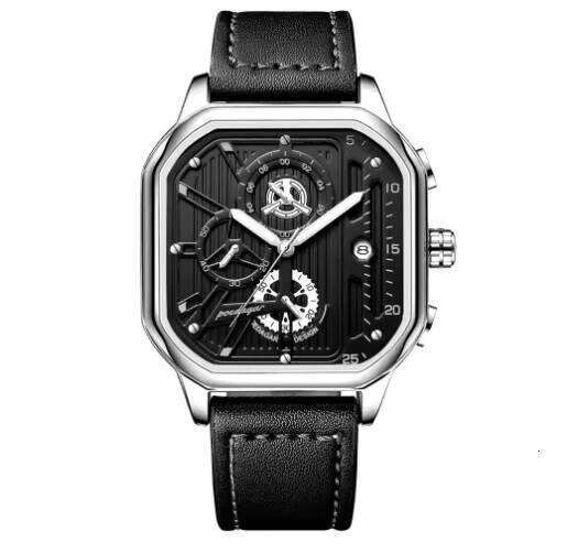 DHwatches Men's Square Chronograph Watch - 50M Waterproof Leather Strap Quartz Wristwatch with Date & Luminous (Model 628)