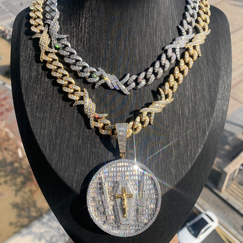 Luxury Jewelry Designer Jewelry Cross-border Palm Pendant Inlaid With AAA Zircon Exquisite Design Hip-hop Necklace Chain High-end European And 02