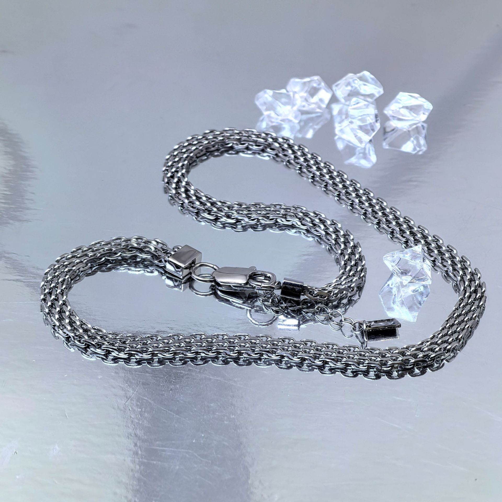 Luxury Jewelry Designer Jewelry European And American Hip-hop Titanium Steel Necklace Mesh Woven Snake Bone Chain Cross-border Chain Unisex Jewelry Cu