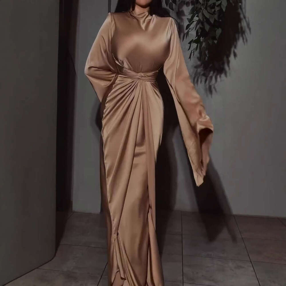 Spring New Women's Solid Color Satin Tie Loose Midi Skirt Fashion Set B5